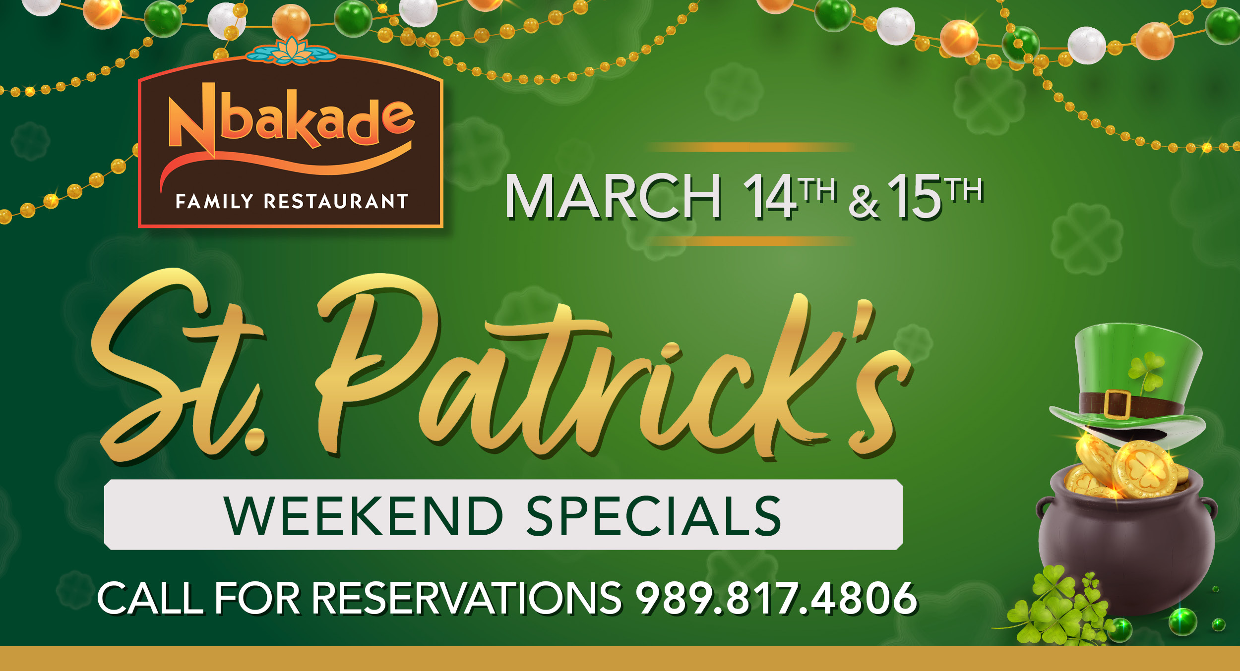 St. Patrick's Weekend Specials - 2025